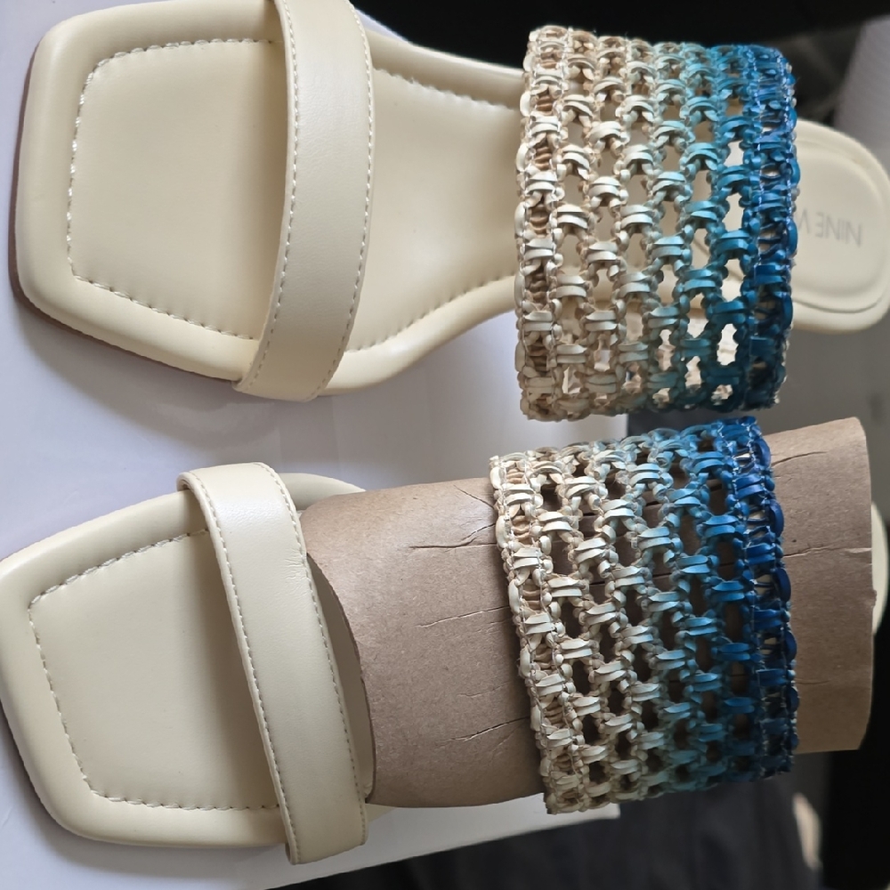 Nine West elegant cream and blue woven sandals